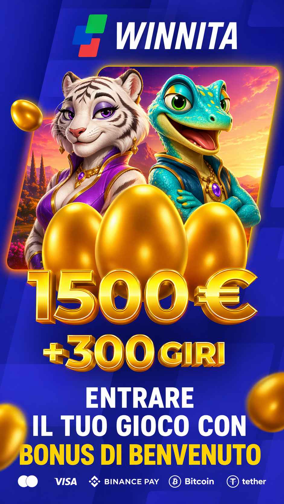 Versione mobile reale di una promo Winnita aperta su smartphone