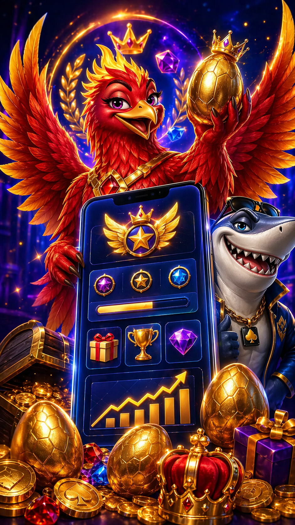 VIP Club Winnita con phoenix, shark e premi premium su smartphone